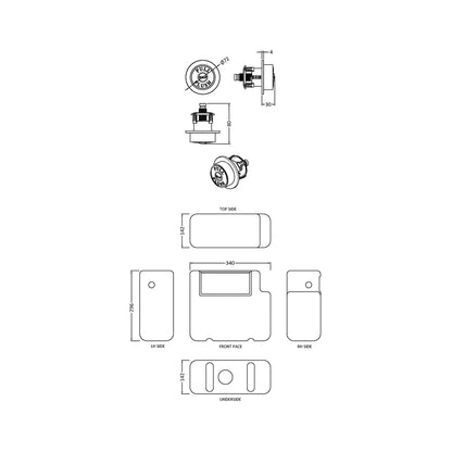 Hudson Reed Concealed Cisterns And Frames Universal Access Cistern & Chrome Trad Flush Plate Polyethylene 296x340x142mm - XTY8T01 - JJ Building Materials