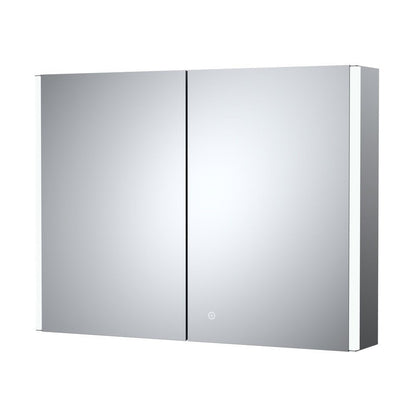 Hudson Reed Double Door Mirror Cabinets 800mm Mirror Cabinet Contemp Silver Aluminium 600x800x140mm - JJ Building Materials