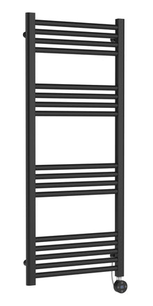 Hudson Reed Electric Bar Towel Rails Round Straight Towel Radiator 1200x500 Contemp Anthracite Steel 1200x500x30mm - JJ Building Materials