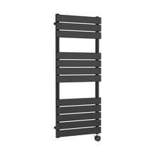Hudson Reed Electric Flat Panel Towel Rails Square Flat Towel Radiator 1213x500 Contemp Anthracite Steel 1213x500x30mm - JJ Building Materials