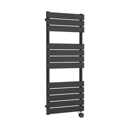 Hudson Reed Electric Flat Panel Towel Rails Square Flat Towel Radiator 1213x500 Contemp Anthracite Steel 1213x500x30mm - JJ Building Materials