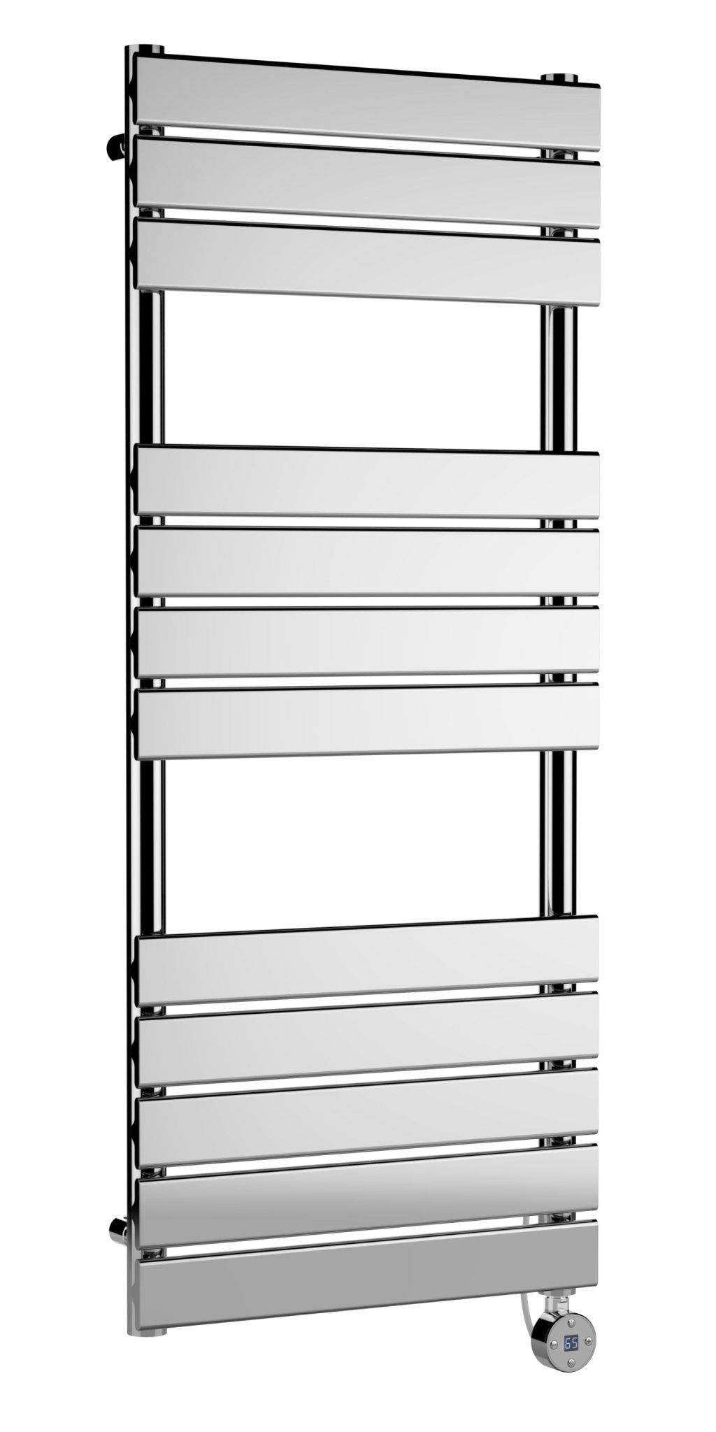 Hudson Reed Electric Flat Panel Towel Rails Square Flat Towel Radiator 1213x500 Contemp Chrome Steel 1213x500x30mm - JJ Building Materials
