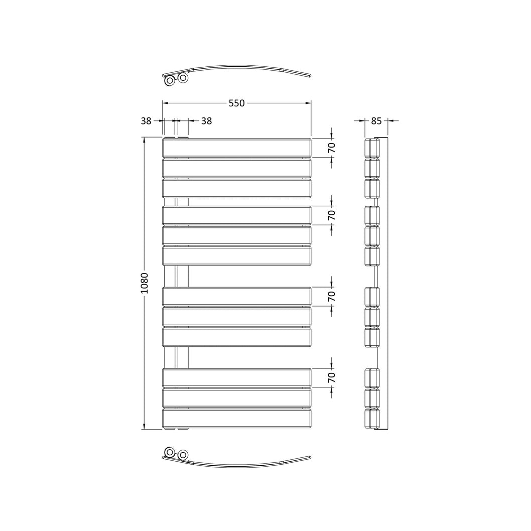Hudson Reed Elgin Heated Towel Rail Contemp Anthracite Steel 1080x550x85mm - JJ Building Materials