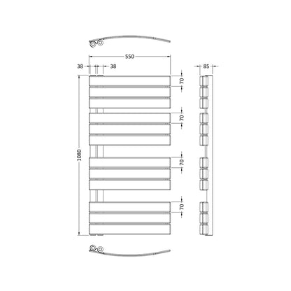 Hudson Reed Elgin Heated Towel Rail Contemp Anthracite Steel 1080x550x85mm - JJ Building Materials