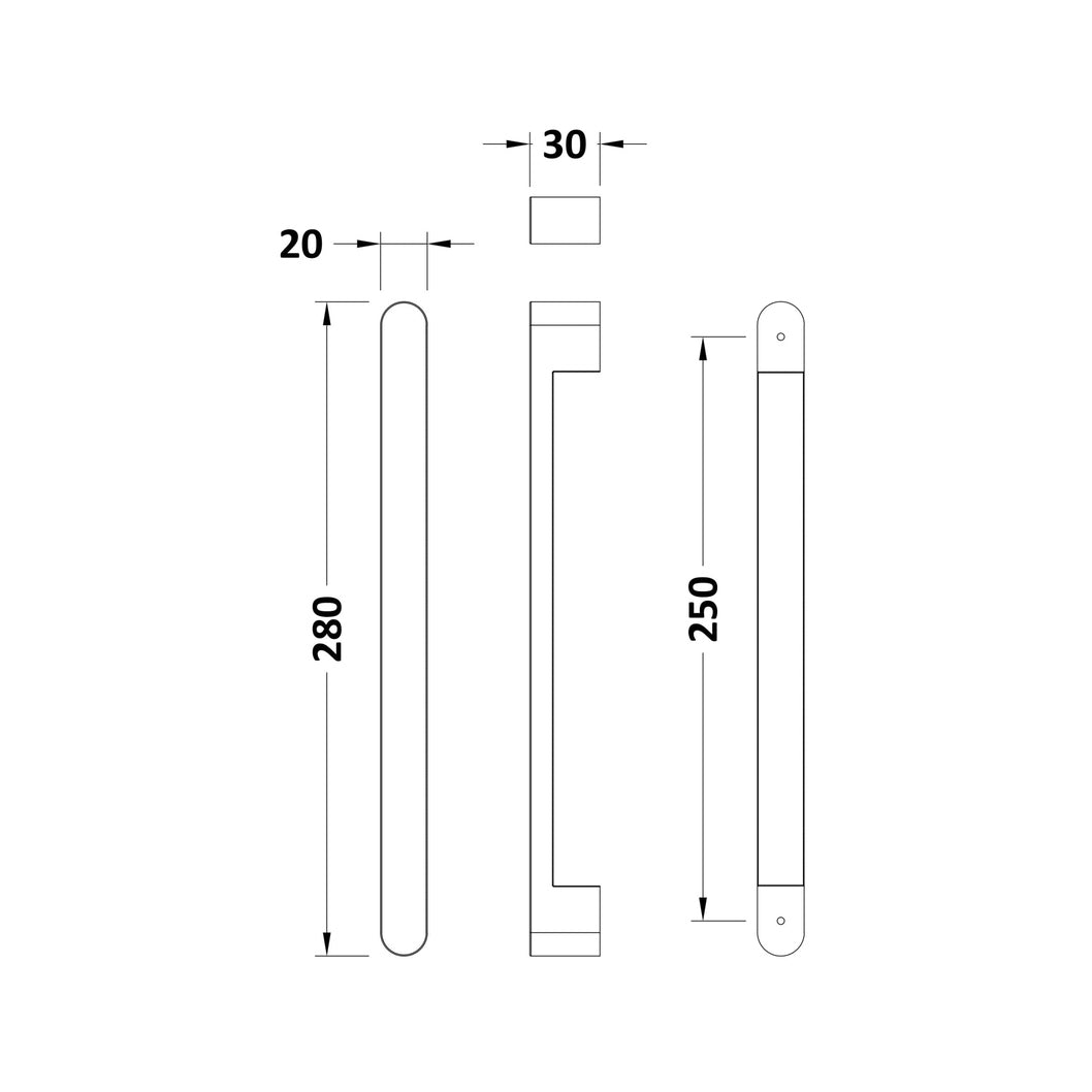 Hudson Reed Enclosure Accessories Alternative Single Handle Apex (250mm Centres) Contemp Chrome Stainless Steel 280x20x30mm - JJ Building Materials