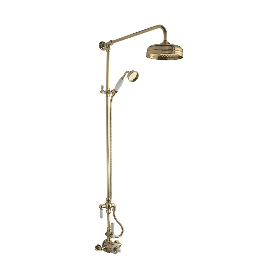 Hudson Reed Exposed Valve Sets Wall Mounted Thermostatic Shower Valve & Kit Trad Brushed Brass Brass - A8119 - JJ Building Materials