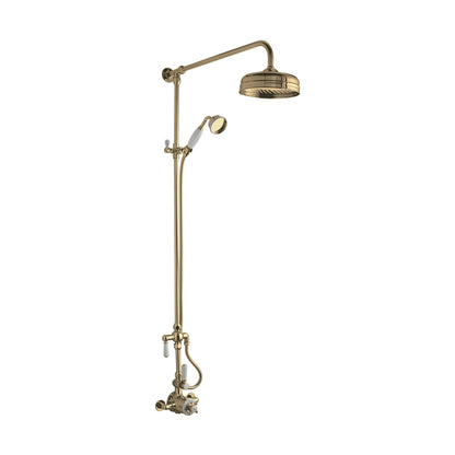 Hudson Reed Exposed Valve Sets Wall Mounted Thermostatic Shower Valve & Kit Trad Brushed Brass Brass - A8119 - JJ Building Materials