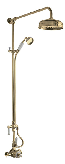 Hudson Reed Exposed Valve Sets Wall Mounted Thermostatic Shower Valve & Kit Trad Brushed Brass Brass - A8119 - JJ Building Materials