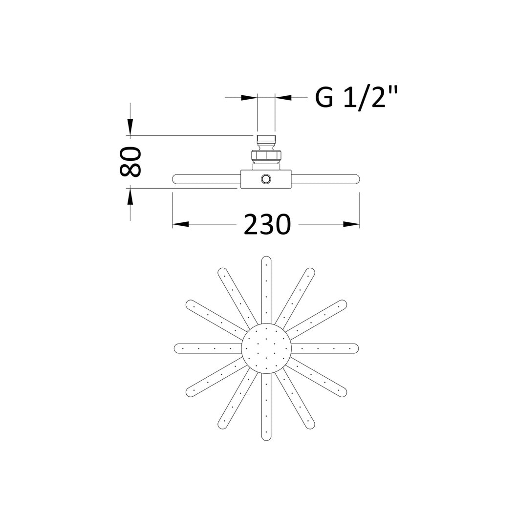 Hudson Reed Fixed Heads Fixed Head Contemp Chrome Brass 80x230x230mm - JJ Building Materials