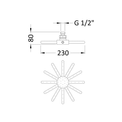 Hudson Reed Fixed Heads Fixed Head Contemp Chrome Brass 80x230x230mm - JJ Building Materials
