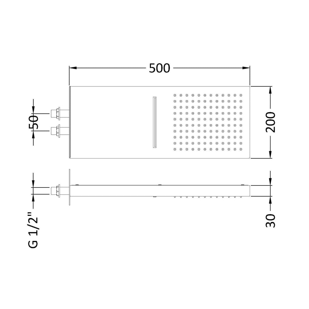 Hudson Reed Fixed Heads Fixed Head Contemp Chrome Stainless Steel 31x200x500mm - JJ Building Materials