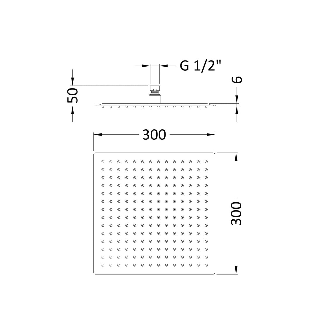 Hudson Reed Fixed Heads Fixed Head Contemp Chrome Stainless Steel 55x300x300mm - JJ Building Materials