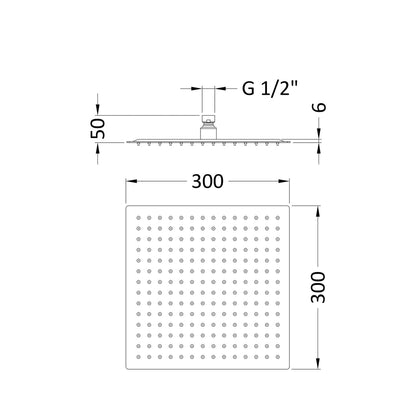 Hudson Reed Fixed Heads Fixed Head Contemp Chrome Stainless Steel 55x300x300mm - JJ Building Materials
