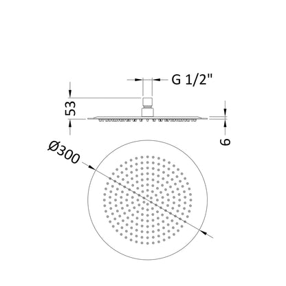 Hudson Reed Fixed Heads Fixed Head Contemp Chrome Stainless Steel 56x300x300mm - JJ Building Materials