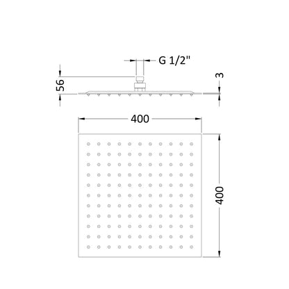 Hudson Reed Fixed Heads Fixed Head Contemp Chrome Stainless Steel 56x400x400mm - HEAD45 - JJ Building Materials