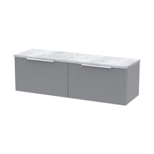 Hudson Reed Fluted 1200 Wall Hung 2-drawer Vanity & Laminate Worktop Contemp Satin Grey MFC Painted Gloss 405x1215x455mm - DFF294LBG2 - JJ Building Materials
