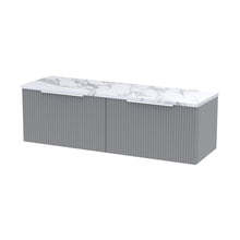 Hudson Reed Fluted 1200 Wall Hung 2-drawer Vanity & Laminate Worktop Contemp Satin Grey MFC Painted Gloss 405x1215x455mm - DFF294LCM2 - JJ Building Materials