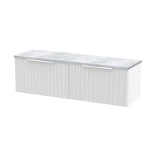 Hudson Reed Fluted 1200 Wall Hung 2-drawer Vanity & Laminate Worktop Contemp Satin White MFC Painted Gloss 405x1215x455mm - DFF194LBG2 - JJ Building Materials