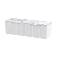 Hudson Reed Fluted 1200 Wall Hung 2-drawer Vanity & Laminate Worktop Contemp Satin White MFC Painted Gloss 405x1215x455mm - DFF194LCM2 - JJ Building Materials