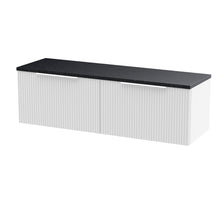Hudson Reed Fluted 1200 Wall Hung 2 - drawer Vanity & Laminate Worktop Contemp Satin White MFC Painted Gloss 405x1215x455mm - DFF194LSB2 - JJ Building Materials