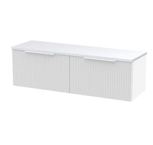 Hudson Reed Fluted 1200 Wall Hung 2 - drawer Vanity & Laminate Worktop Contemp Satin White MFC Painted Gloss 405x1215x455mm - DFF194LSW2 - JJ Building Materials