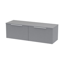 Hudson Reed Fluted 1200mm Wall Hung 2 Drawer Vanity & Worktop Contemp Satin Grey MFC Painted Gloss 377x1205x390mm - JJ Building Materials