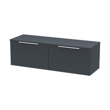 Hudson Reed Fluted 1200mm Wall Hung 2 Drawer Vanity & Worktop Contemp Soft Black MFC Painted Gloss 377x1205x390mm - JJ Building Materials