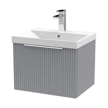 Hudson Reed Fluted 500mm Wall Hung Single Drawer Vanity & Basin 3 Contemp Satin Grey MFC Painted Gloss 409x510x395mm - JJ Building Materials