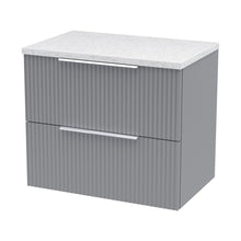 Hudson Reed Fluted 600mm Wall Hung 2 Drawer Vanity & Laminate Top Contemp Satin Grey MFC Painted Gloss 522x605x390mm - DFF293LSW - JJ Building Materials