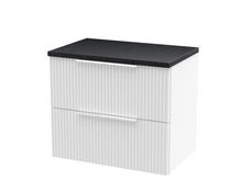 Hudson Reed Fluted 600mm Wall Hung 2 Drawer Vanity & Laminate Top Contemp Satin White MFC Painted Gloss 522x605x390mm - DFF193LSB - JJ Building Materials