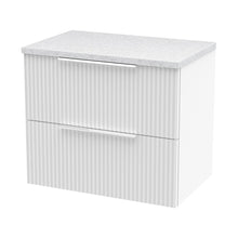 Hudson Reed Fluted 600mm Wall Hung 2 Drawer Vanity & Laminate Top Contemp Satin White MFC Painted Gloss 522x605x390mm - DFF193LSW - JJ Building Materials