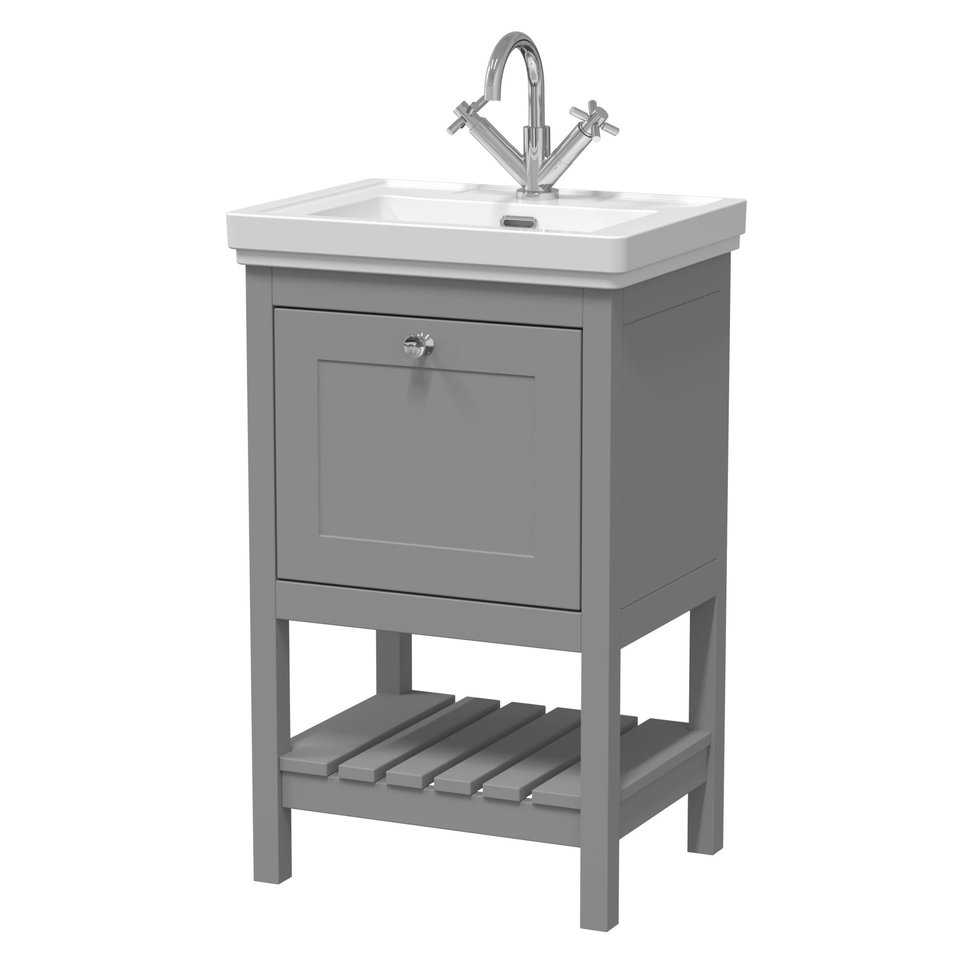 Hudson Reed Fluted 600mm Wall Hung Single Drawer Vanity & Basin 2 Contemp Satin White MFC Painted Gloss 377x600x390mm - JJ Building Materials
