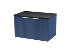 Hudson Reed Fluted 600mm Wall Hung Single Drawer Vanity & Laminate Top Contemp Satin Blue MFC Painted Gloss 381x605x390mm - DFF394LSB - JJ Building Materials