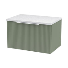 Hudson Reed Fluted 600mm Wall Hung Single Drawer Vanity & Laminate Top Contemp Satin Green MFC Painted Gloss 381x605x390mm - DFF894LSW - JJ Building Materials