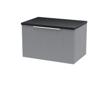 Hudson Reed Fluted 600mm Wall Hung Single Drawer Vanity & Laminate Top Contemp Satin Grey MFC Painted Gloss 381x605x390mm - DFF294LSB - JJ Building Materials