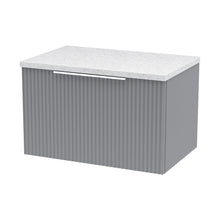 Hudson Reed Fluted 600mm Wall Hung Single Drawer Vanity & Laminate Top Contemp Satin Grey MFC Painted Gloss 381x605x390mm - DFF294LSW - JJ Building Materials