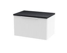 Hudson Reed Fluted 600mm Wall Hung Single Drawer Vanity & Laminate Top Contemp Satin White MFC Painted Gloss 381x605x390mm - DFF194LSB - JJ Building Materials