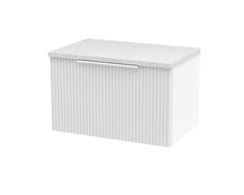 Hudson Reed Fluted 600mm Wall Hung Single Drawer Vanity & Laminate Top Contemp Satin White MFC Painted Gloss 381x605x390mm - DFF194LSW - JJ Building Materials