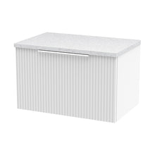 Hudson Reed Fluted 600mm Wall Hung Single Drawer Vanity & Laminate Top Contemp Satin White MFC Painted Gloss 381x605x390mm - DFF194LSW - JJ Building Materials