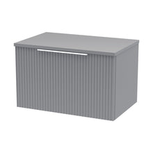 Hudson Reed Fluted 600mm Wall Hung Single Drawer Vanity & Worktop Contemp Satin Grey MFC Painted Gloss 377x605x390mm - JJ Building Materials