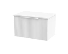 Hudson Reed Fluted 600mm Wall Hung Single Drawer Vanity & Worktop Contemp Satin White MFC Painted Gloss 377x605x390mm - JJ Building Materials