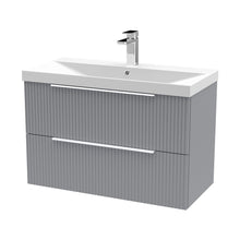 Hudson Reed Fluted 800mm Wall Hung 2 Drawer Vanity & Basin 3 Contemp Satin Grey MFC Painted Gloss 550x810x395mm - JJ Building Materials