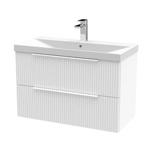 Hudson Reed Fluted 800mm Wall Hung 2 Drawer Vanity & Basin 3 Contemp Satin White MFC Painted Gloss 550x810x395mm - JJ Building Materials