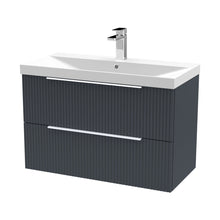 Hudson Reed Fluted 800mm Wall Hung 2 Drawer Vanity & Basin 3 Contemp Soft Black MFC Painted Gloss 550x810x395mm - JJ Building Materials