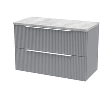 Hudson Reed Fluted 800mm Wall Hung 2 Drawer Vanity & Laminate Top Contemp Satin Grey MFC Painted Gloss 522x805x390mm - DFF295LBG - JJ Building Materials