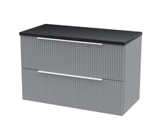 Hudson Reed Fluted 800mm Wall Hung 2 Drawer Vanity & Laminate Top Contemp Satin Grey MFC Painted Gloss 522x805x390mm - DFF295LSB - JJ Building Materials
