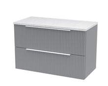 Hudson Reed Fluted 800mm Wall Hung 2 Drawer Vanity & Laminate Top Contemp Satin Grey MFC Painted Gloss 522x805x390mm - DFF295LSW - JJ Building Materials