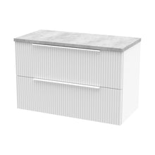 Hudson Reed Fluted 800mm Wall Hung 2 Drawer Vanity & Laminate Top Contemp Satin White MFC Painted Gloss 522x805x390mm - DFF195LBG - JJ Building Materials