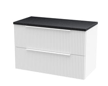Hudson Reed Fluted 800mm Wall Hung 2 Drawer Vanity & Laminate Top Contemp Satin White MFC Painted Gloss 522x805x390mm - DFF195LSB - JJ Building Materials