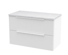 Hudson Reed Fluted 800mm Wall Hung 2 Drawer Vanity & Laminate Top Contemp Satin White MFC Painted Gloss 522x805x390mm - DFF195LSW - JJ Building Materials